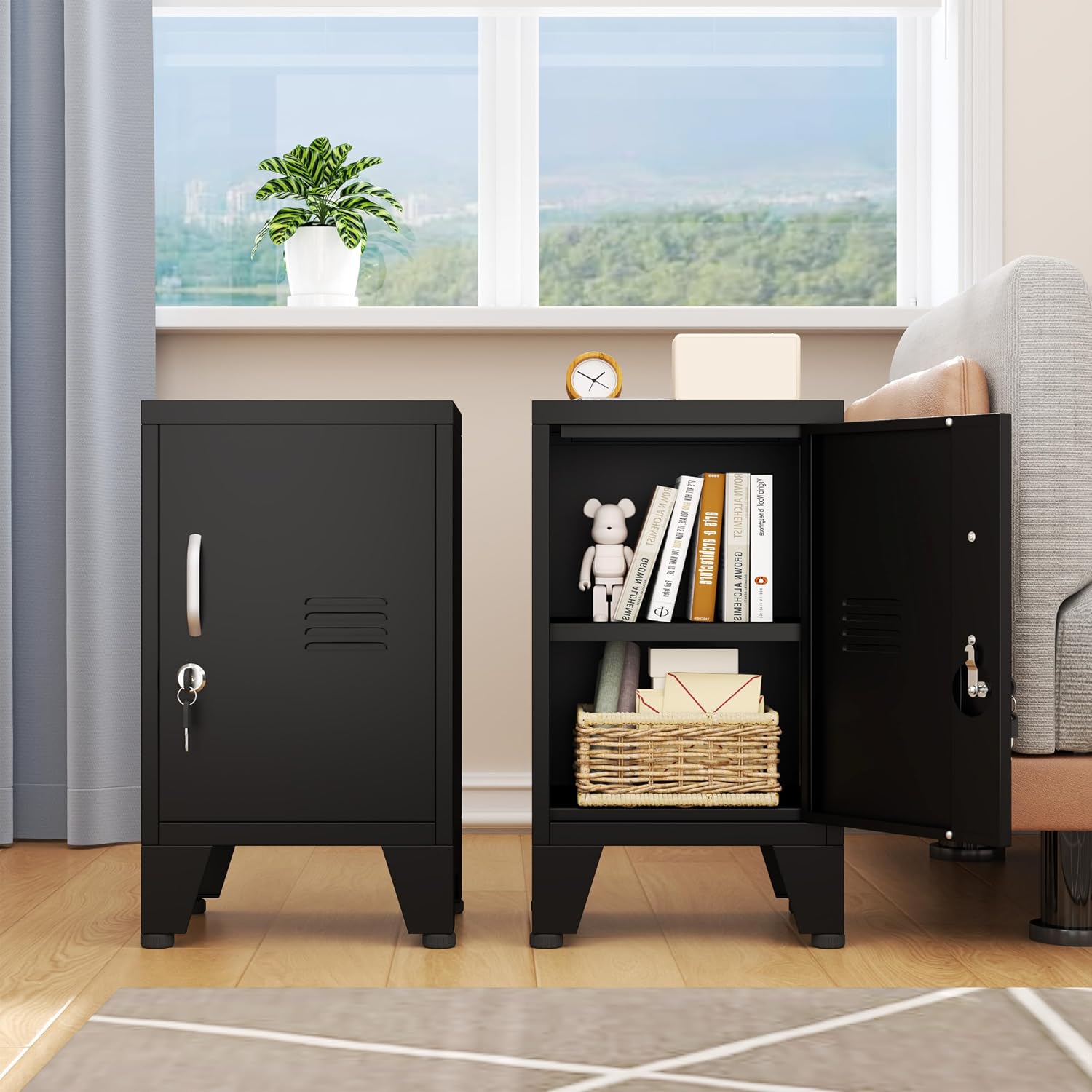 Detalle 1 de pozdeg PD-VINE-Black-FBA 24.5-Inch Lockable Steel Storage Locker