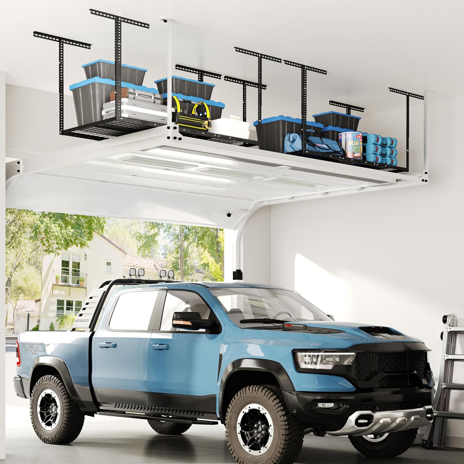 Thumbnail 1 de FLEXIMOUNTS 3x6 Overhead Garage Storage Rack – 450 lbs Capacity, 72" L x 36" W x 22–40" H (Classic Series)