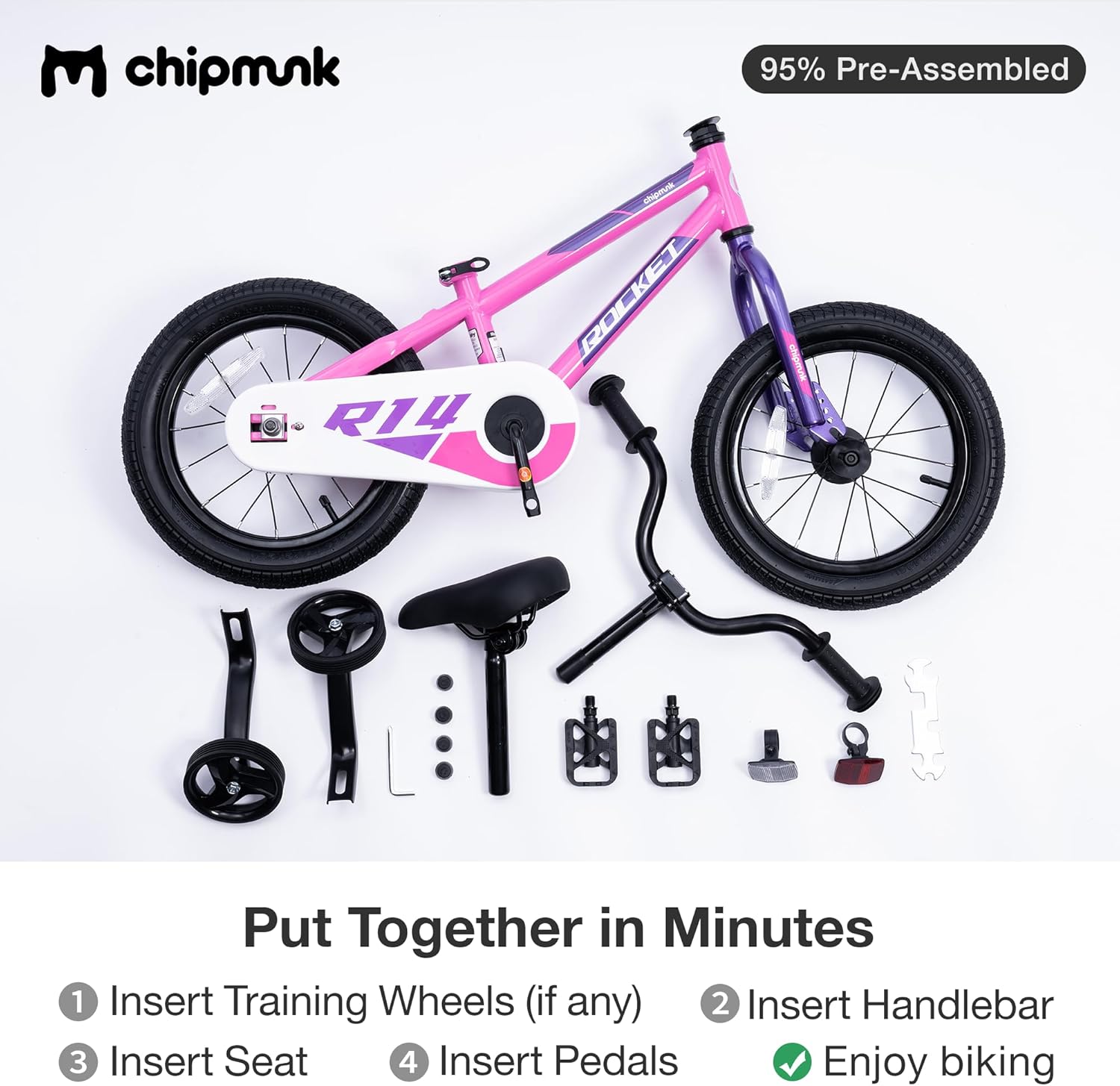 Thumbnail 5 de Chipmunk Kids Bike (12, 14, 16, 18 Inch) with Training Wheels for Ages 3–10
