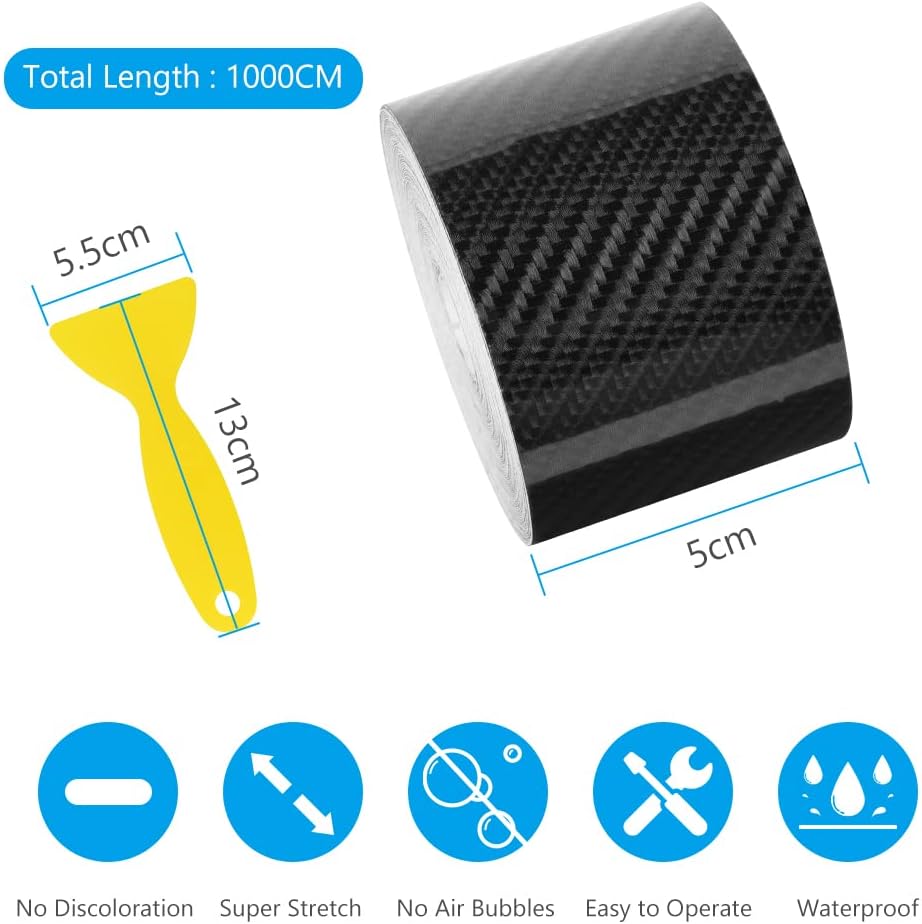 Thumbnail 1 de URAQT 6D Carbon Fibre Vinyl Wrap Roll (Black, Self-Adhesive, Waterproof Matte) – 10m x 5cm