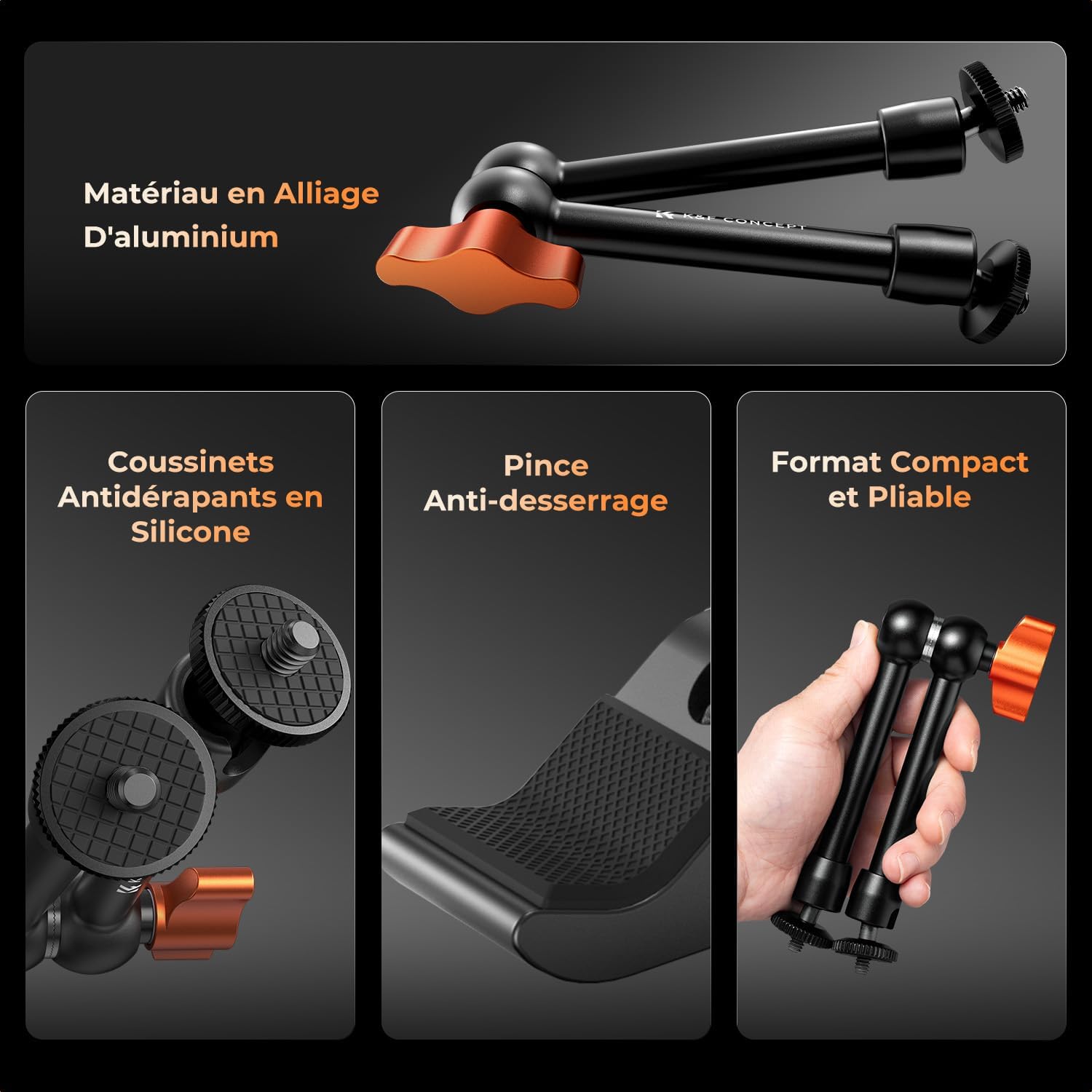Detalle 2 de K&F CONCEPT Bras magique 9,8 pouces