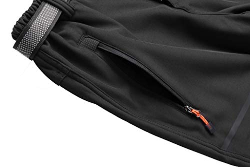 Detalle 2 de DAFENP pantalón de trekking softshell para hombre, negro, talla M y forro polar