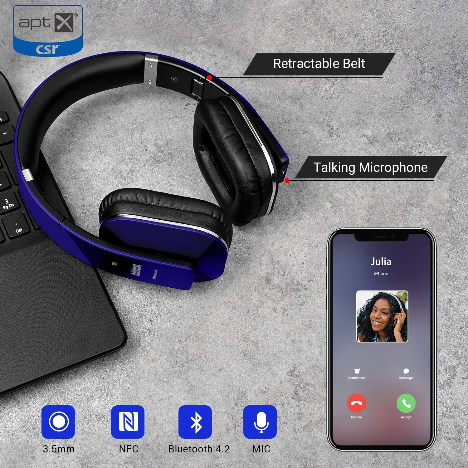 Detalle 1 de August EP650 Bluetooth Kopfhörer 15 h Akku
