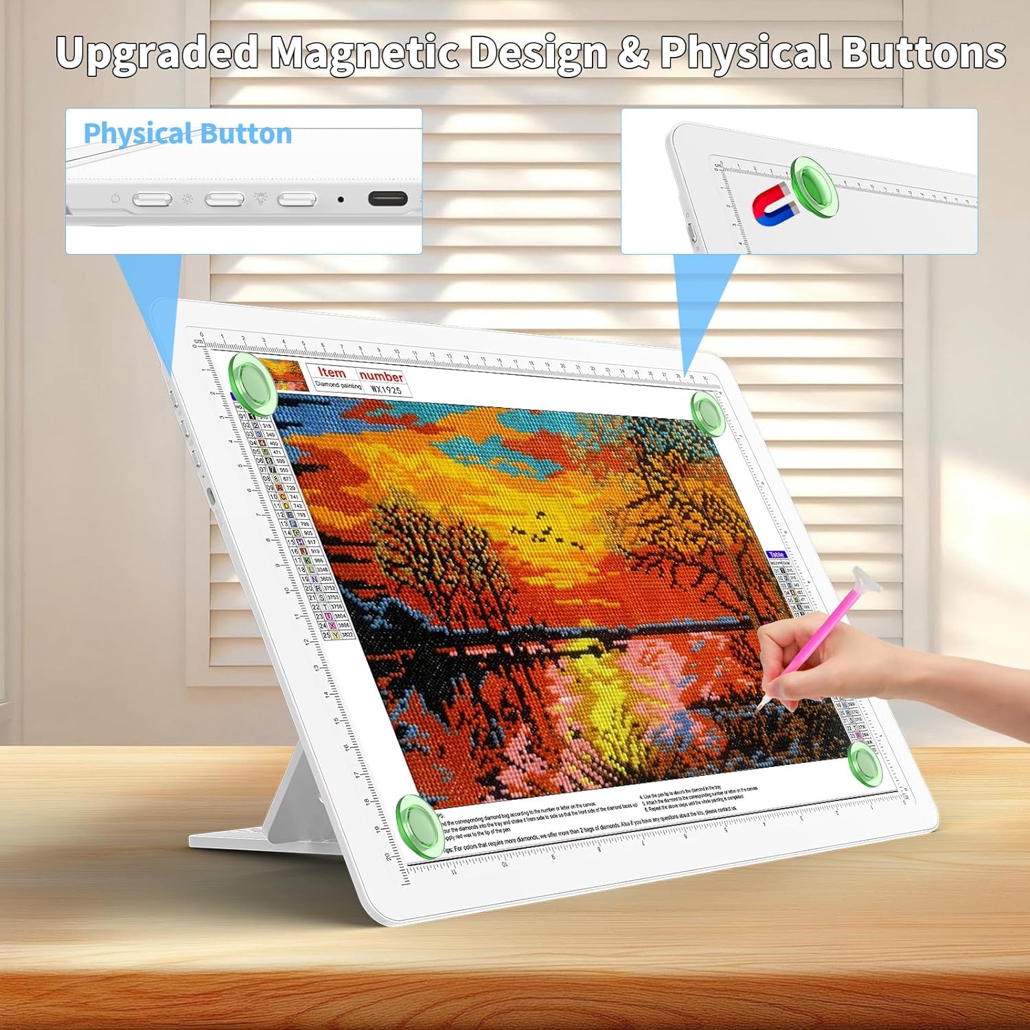 Thumbnail 5 de TOHETO Lavagna luminosa ricaricabile A4 con supporto pieghevole integrato – grande efficienza per Diamond Art e tracing