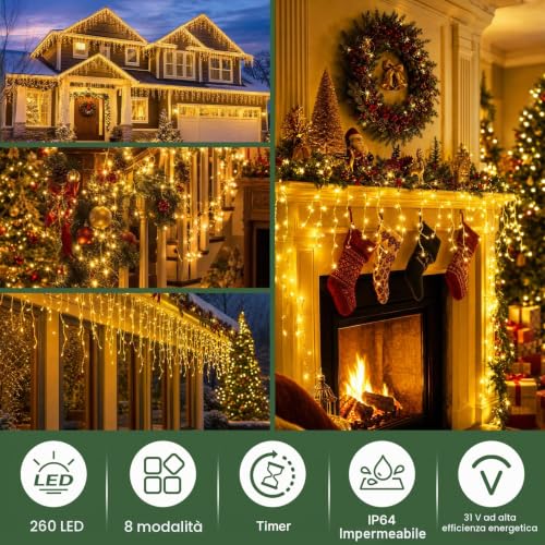Detalle 2 de Hoteril 10M Tenda Luminosa Natale LED Cascata – Luci Esterno/Interno