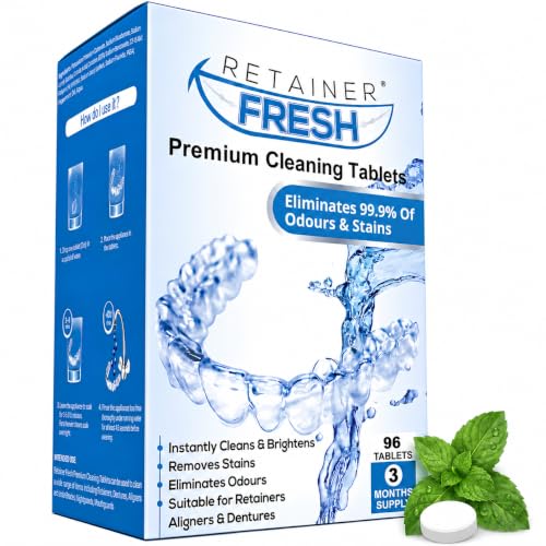 Detalle de Retainer Fresh Retainer Cleaner Tablets (96 Tablets) – Minty Denture & Appliance Cleaner for Daily Care