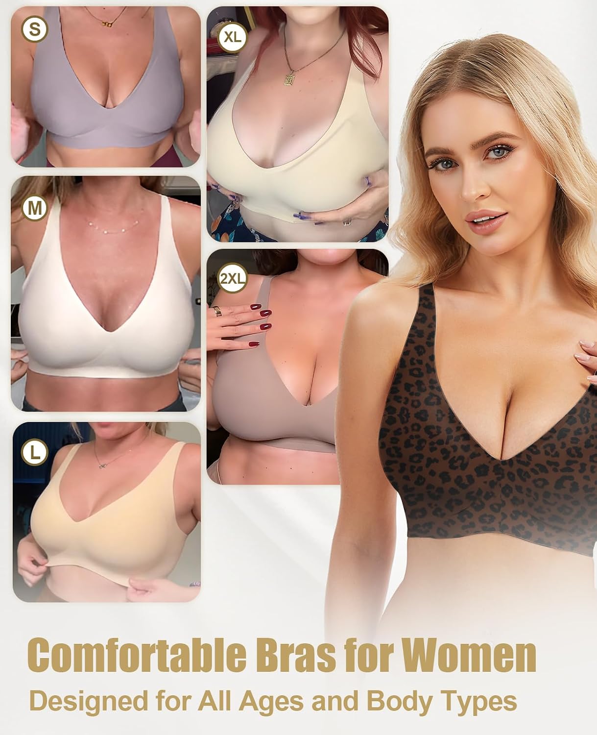 Detalle 1 de VRCOMFY Jelly Plunge Wireless Bra, Seamless Deep-V Push-Up Design