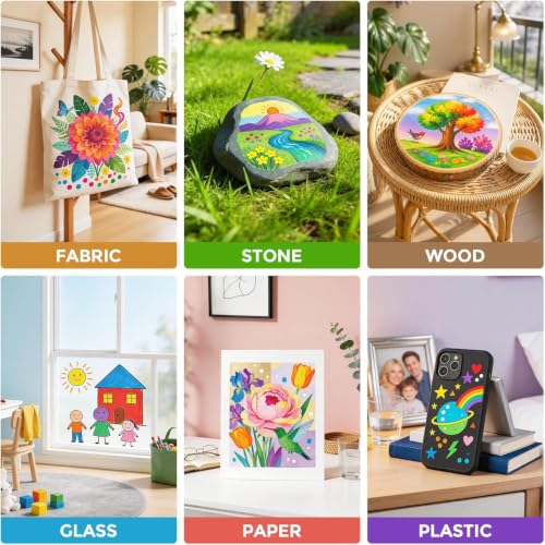 Thumbnail 4 de Betem 24 Colors Dual Tip Acrylic Paint Markers – Dual Tip Craft Kit for Fabric & More