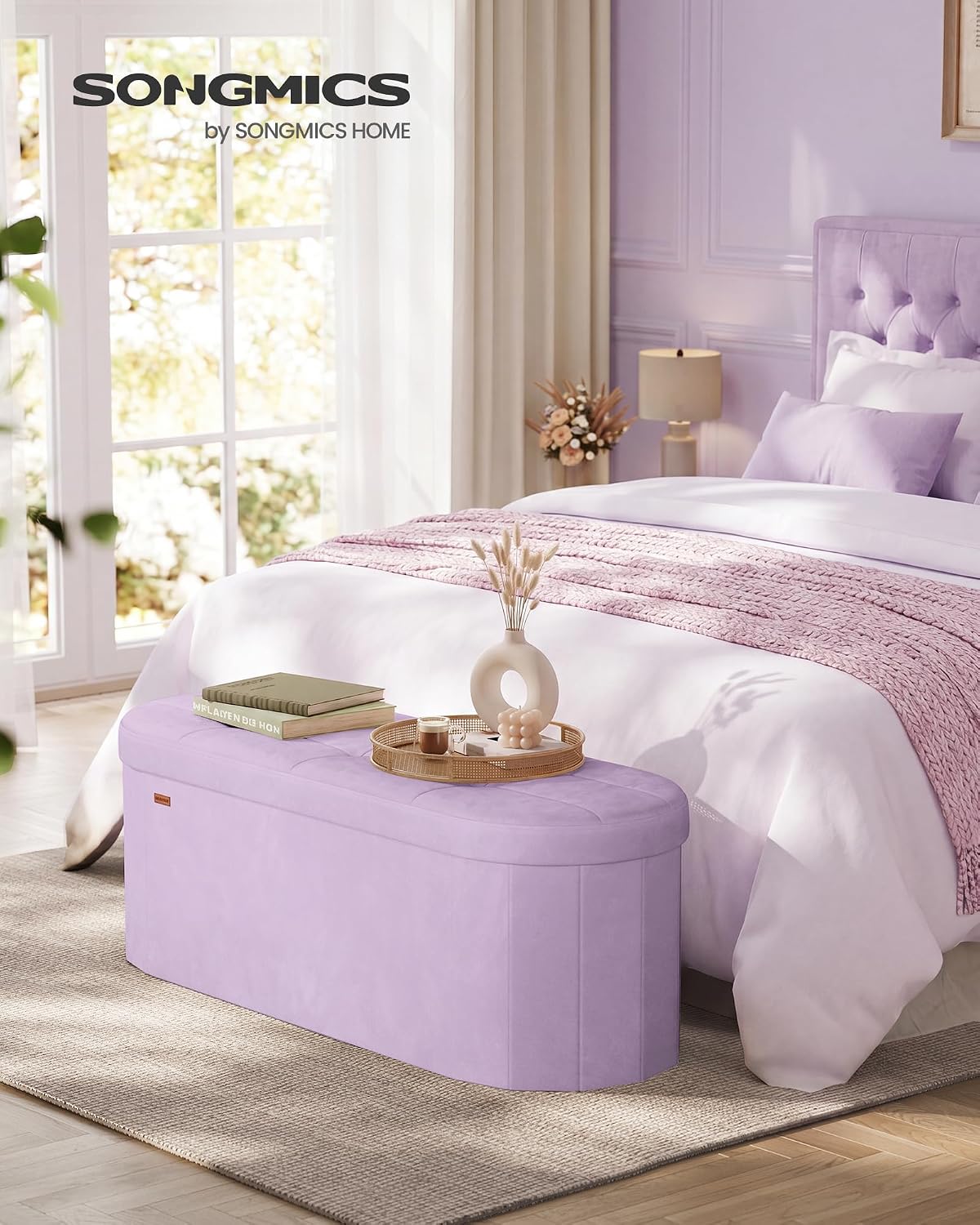 Detalle de SONGMICS Folding Storage Ottoman in Velvet