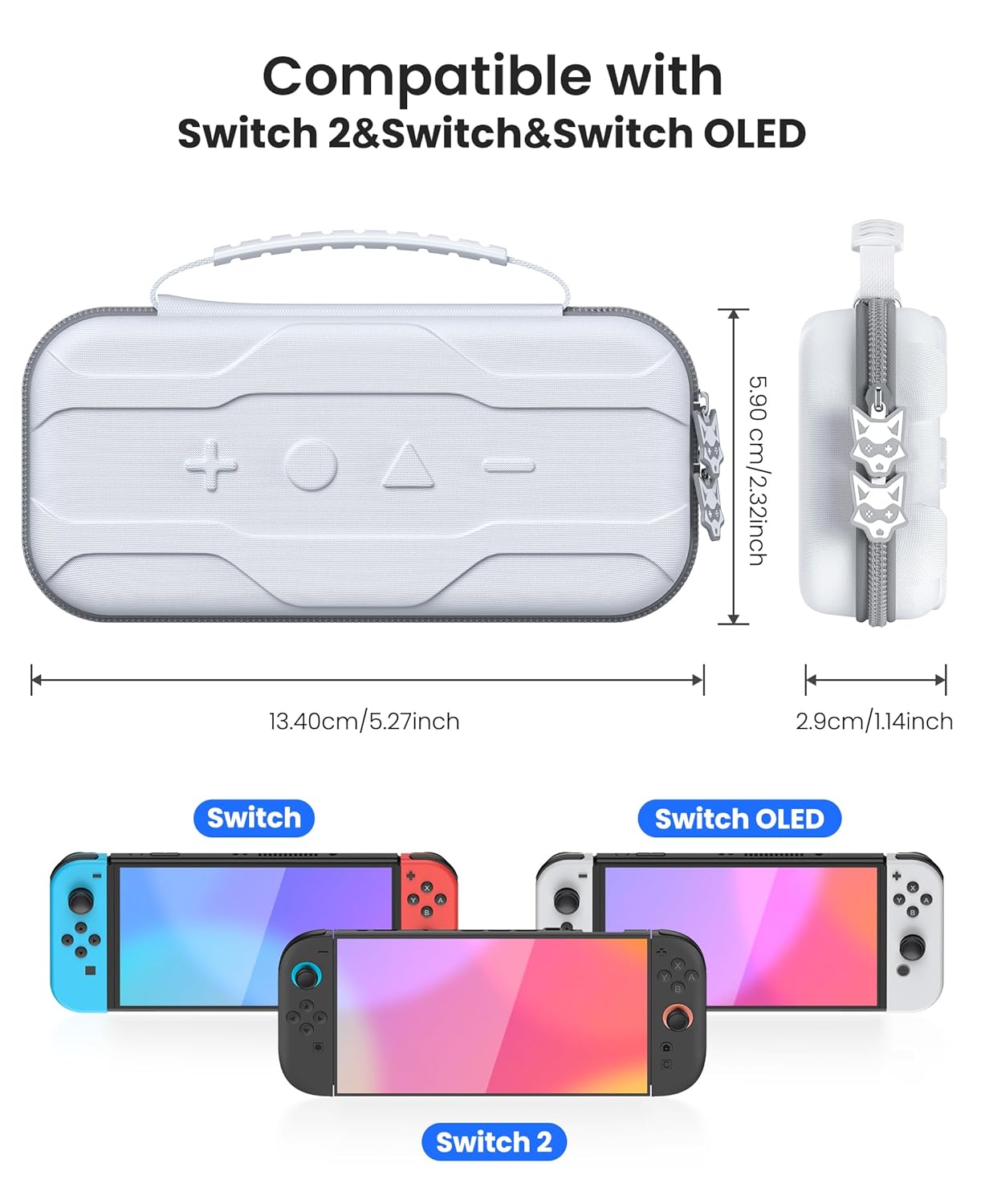 Detalle de HASACOOL Switch 2 Tasche – Wasserabweisend, stoßfest & 20 Kartenfächer für Nintendo Switch, Switch OLED & Switch 2 (Weiß)