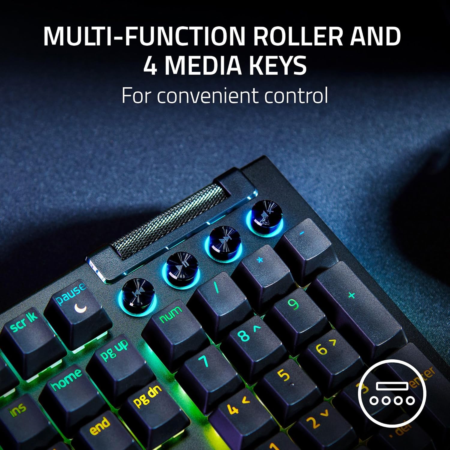 Thumbnail 6 de Razer BlackWidow V4 Mechanical Gaming Keyboard (Green Switches, Chroma RGB, 6 Macro Keys) with Magnetic Wrist Rest
