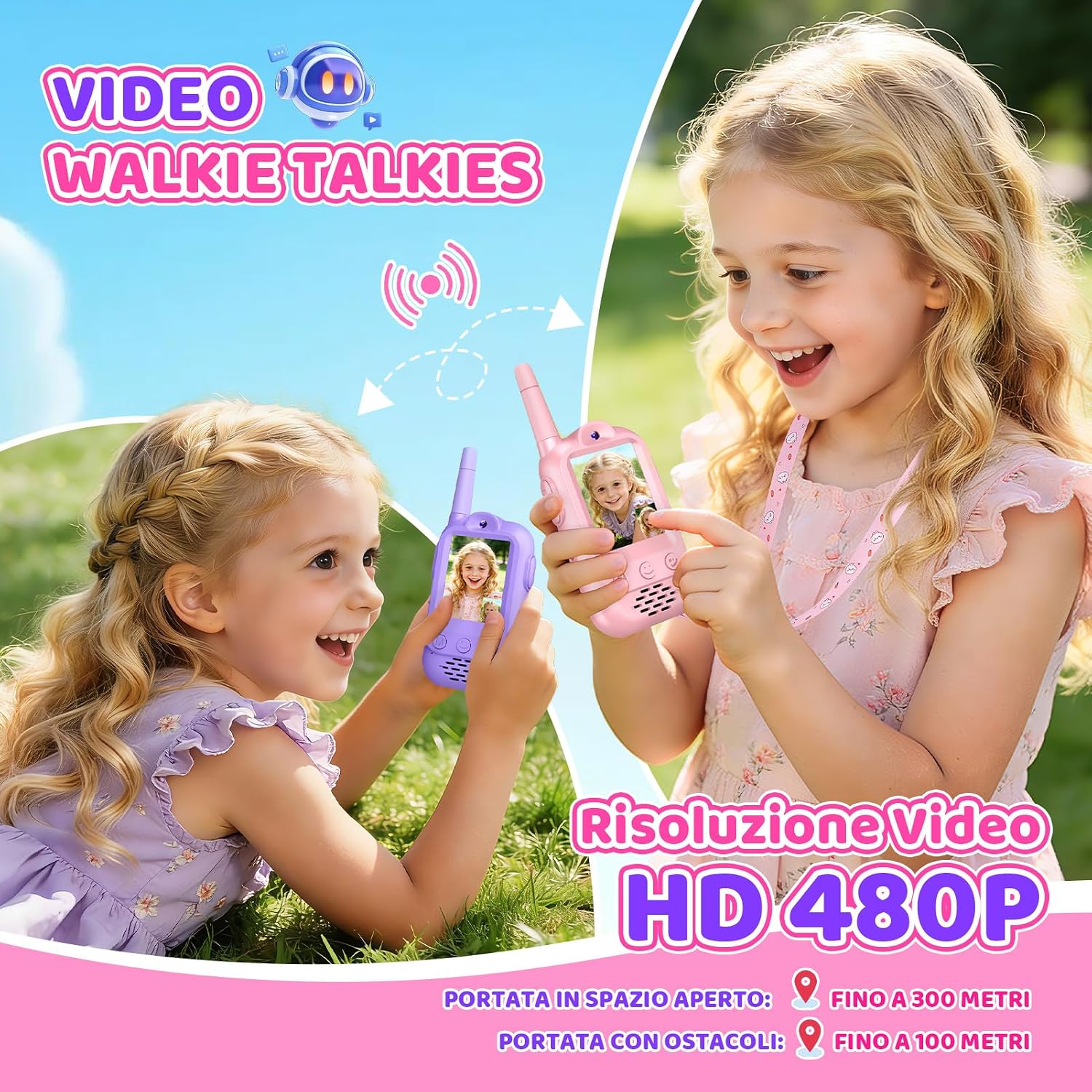 Detalle de iKidiki Walkie Talkie per Bambini Ricaricabili: videochiamate HD in tempo reale per età 3–8 anni