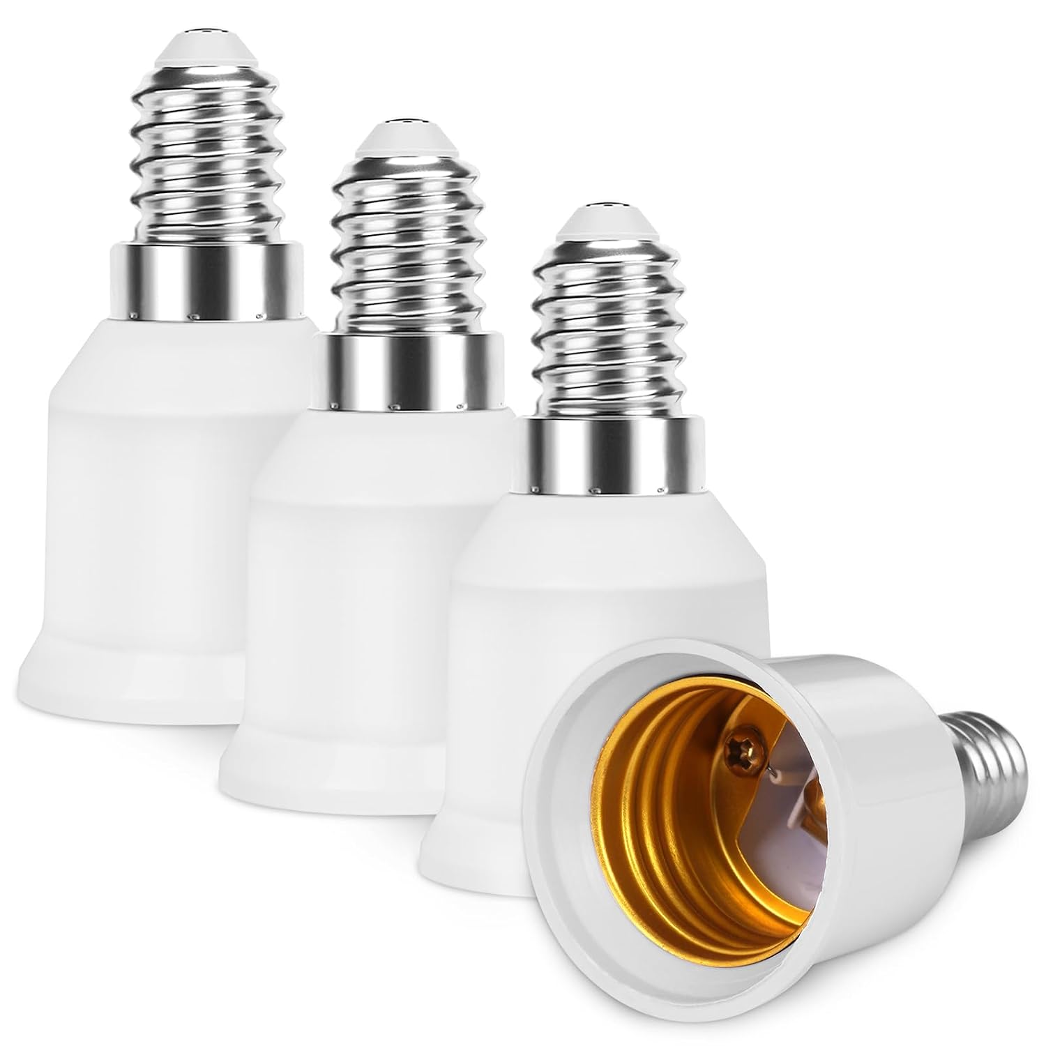 Detalle de AUAUY E14-naar-E27-fittingadapter, 4 stuks, tot 60 W, wit