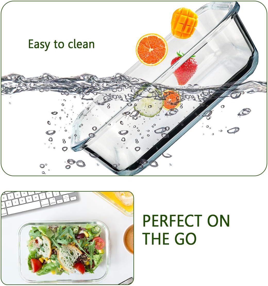 Thumbnail 4 de [8-Pack, 30 oz] Glass Meal Prep Containers with Airtight Lids (Microwave, Oven, Freezer, Dishwasher)