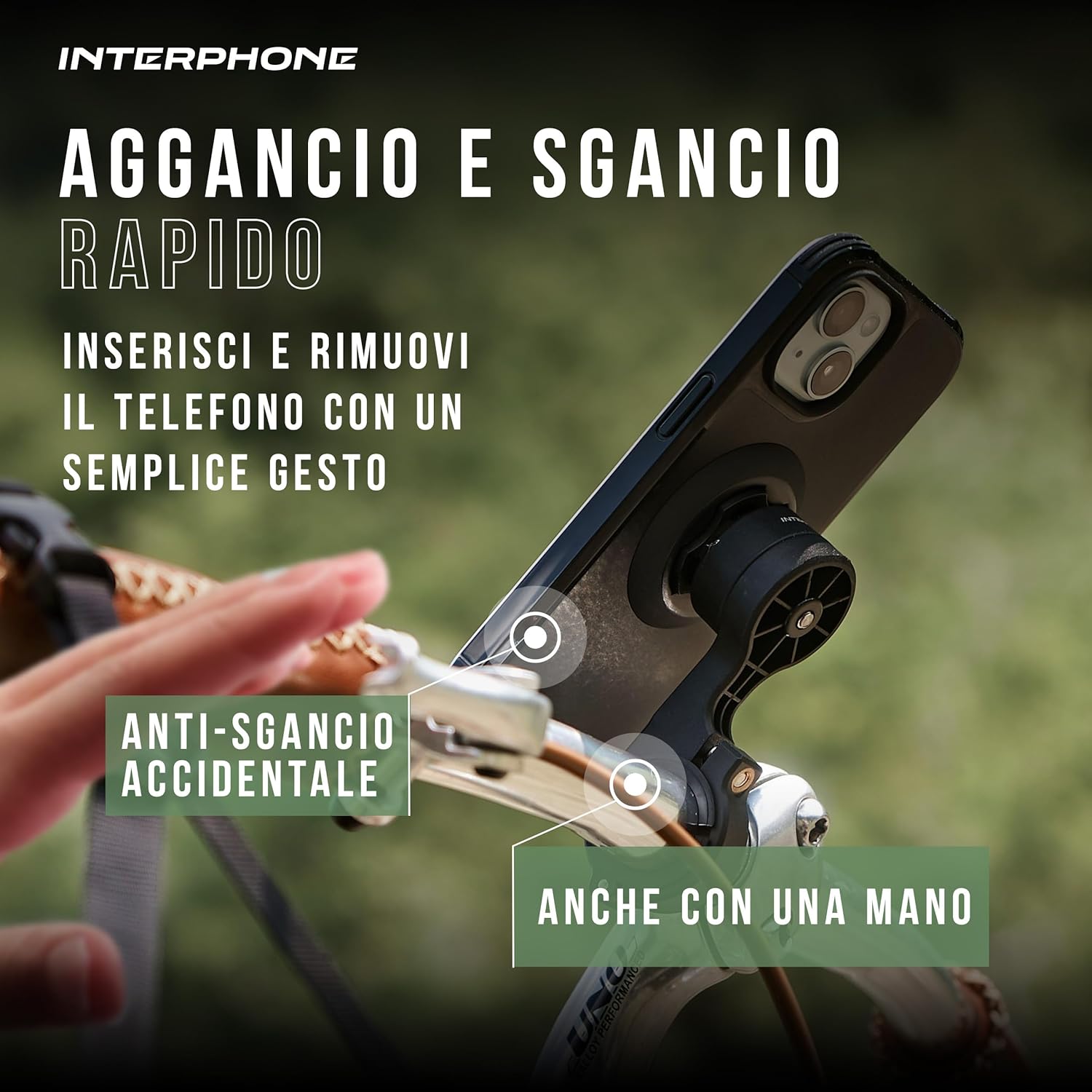 Thumbnail 4 de INTERPHONE QUIKLOX Porta Telefono per Bici – Supporto regolabile 22–31,8 mm con aggancio rapido