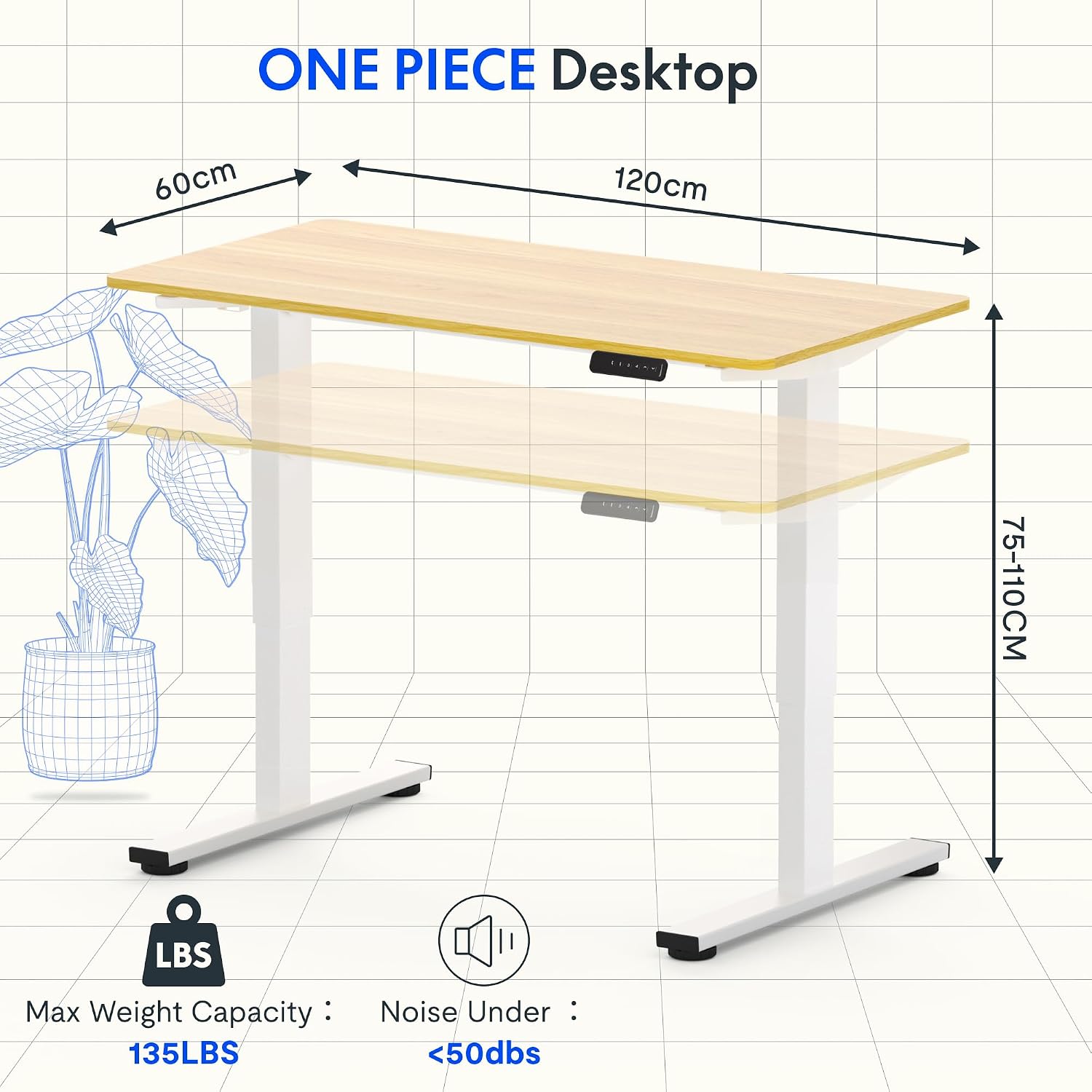 Detalle 2 de FLEXISPOT FQ Pro Escritorio elevable 120x60 cm
