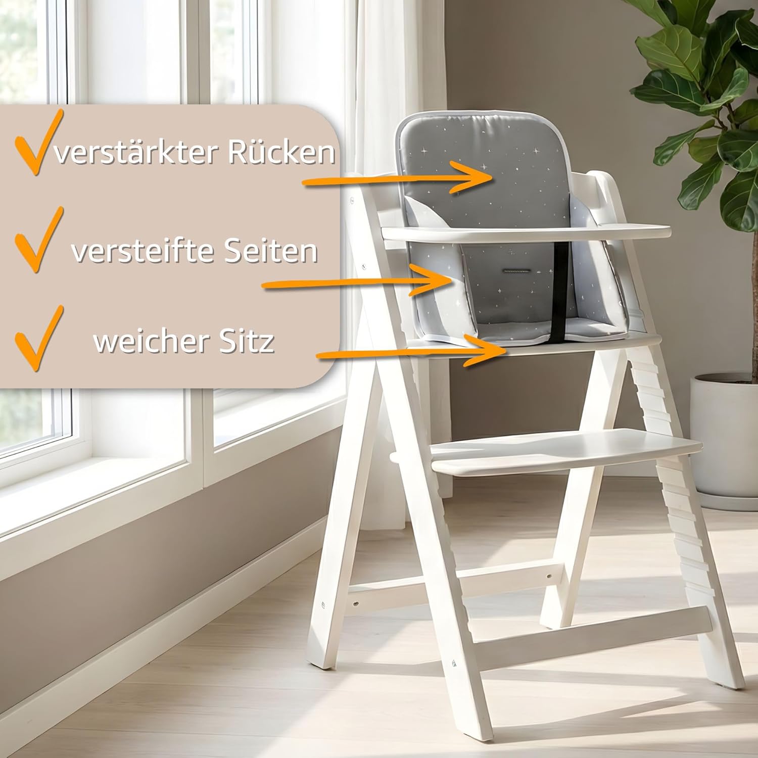 Thumbnail 2 de Housse chaise haute bébé avec coussin d’assise imperméable (Safari) pour chaises Hauck et Stokke