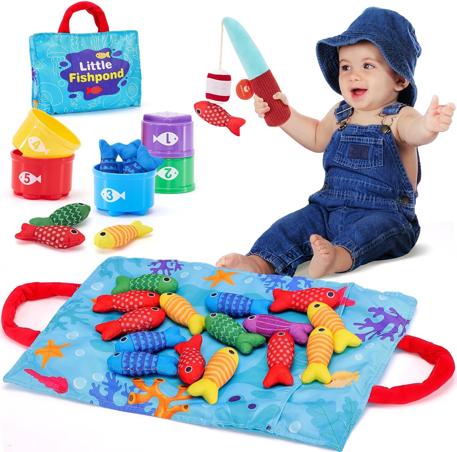 Detalle de Hahaland Giochi Bambini 1 Anno Montessori – 22 pezzi pesca morbido, educativo e sicuro