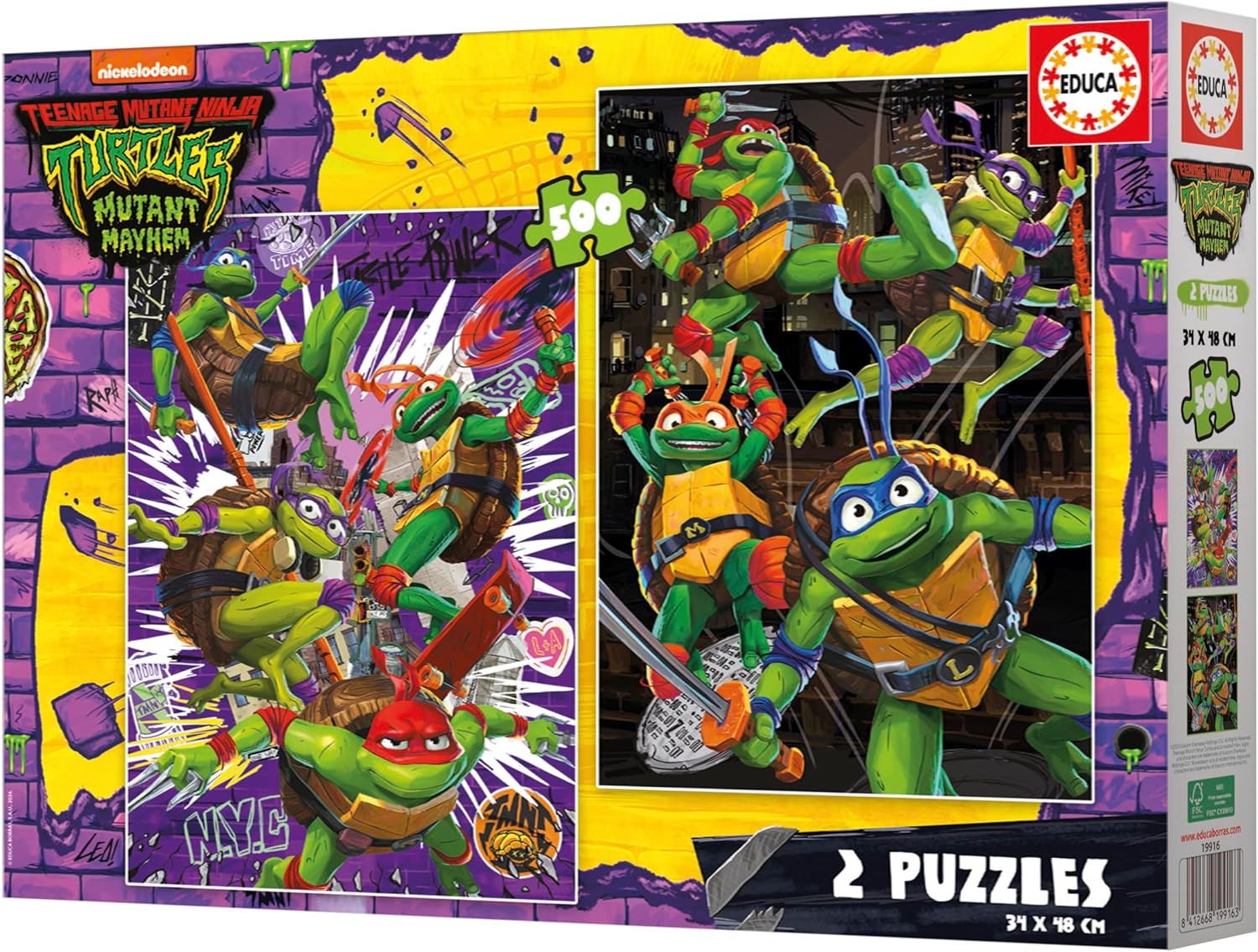 Thumbnail 2 de Educa Ninja Turtles – Pack di 2 puzzle da 500 pezzi (34 x 48 cm) con colla FIX PUZZLE