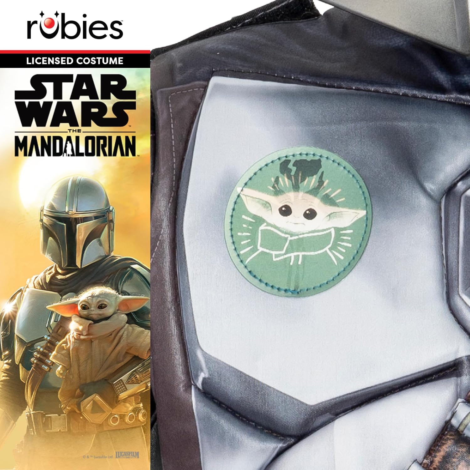 Thumbnail 4 de Rubies Costume Mandalorian per Bambini: tuta imbottita, mantello e maschera con licenza ufficiale