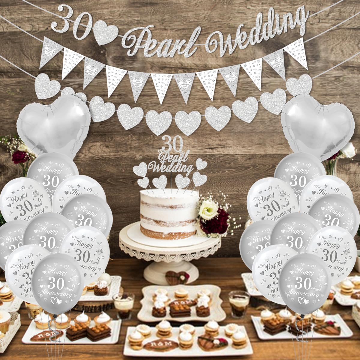 Thumbnail 3 de Perlen Hochzeit Deko – 30. Hochzeitstag Dekorationen von KISPATTI