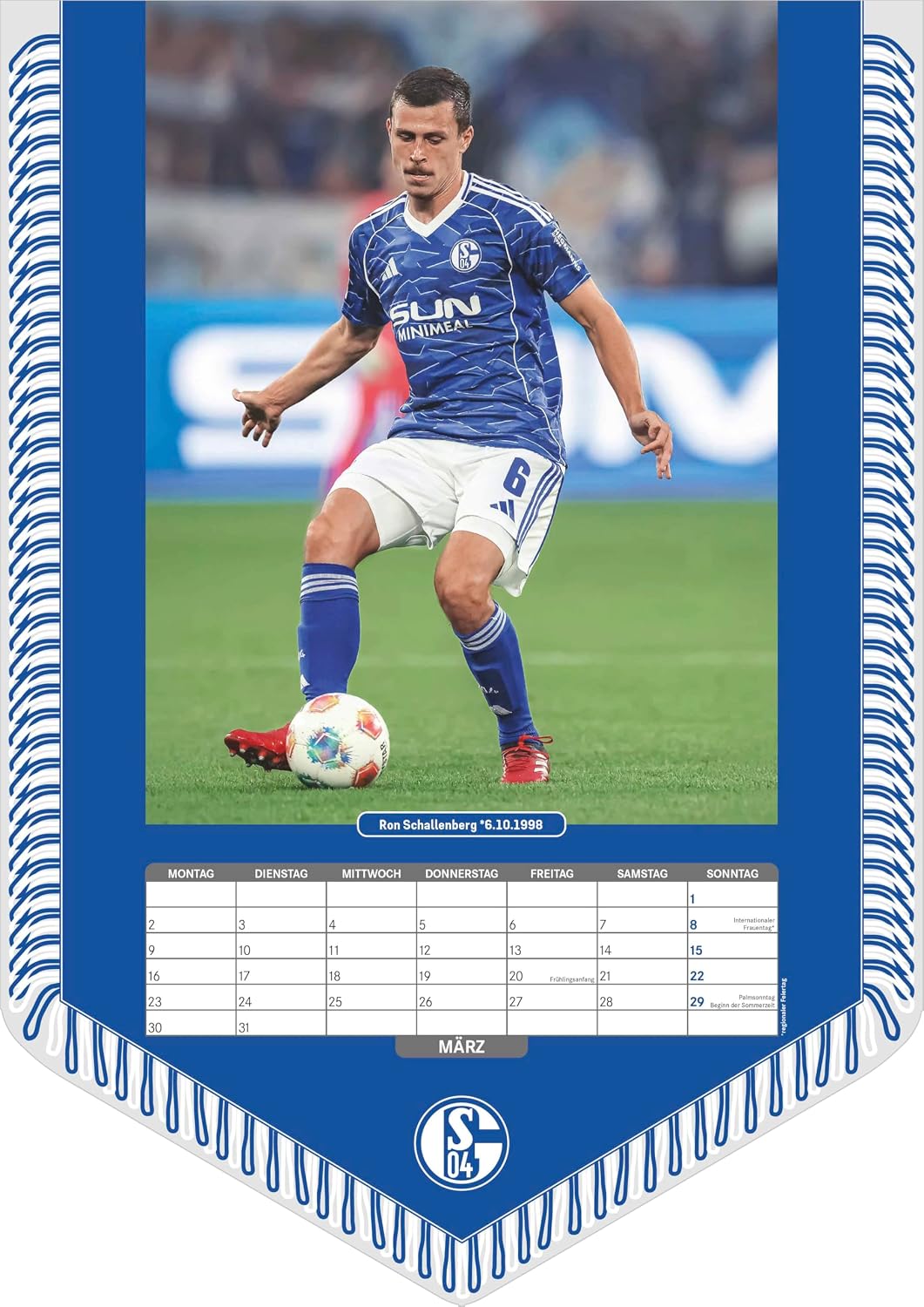 Detalle 2 de Alpha Edition N Neumann FC Schalke 04 2026 Bannerkalender A3 (30x42 cm) mit 12 Monatsblättern und Spiralbindung