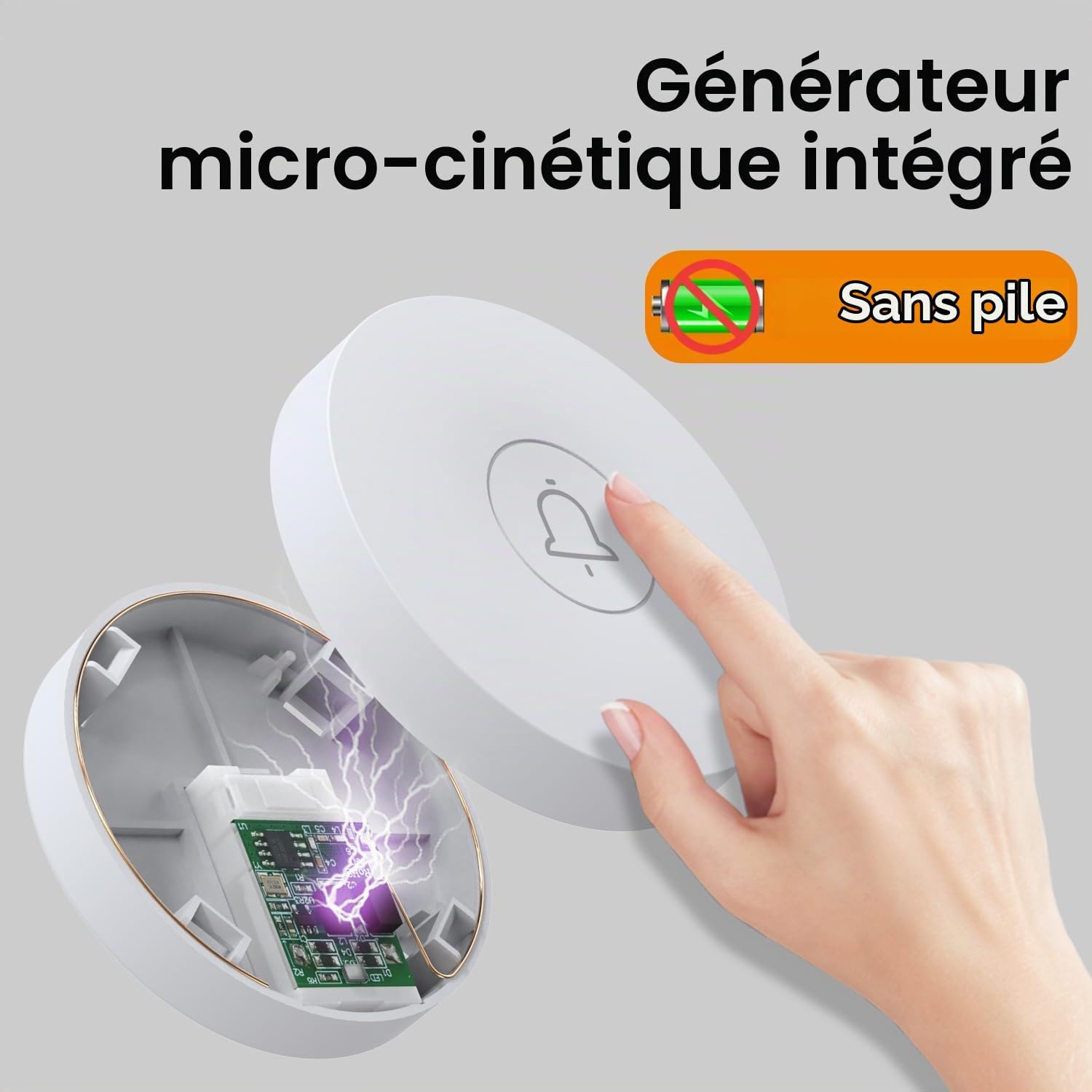Detalle de Cerhot 003 doorbell draadloze deurbel, batterijloos met EU-stekker en 433 MHz