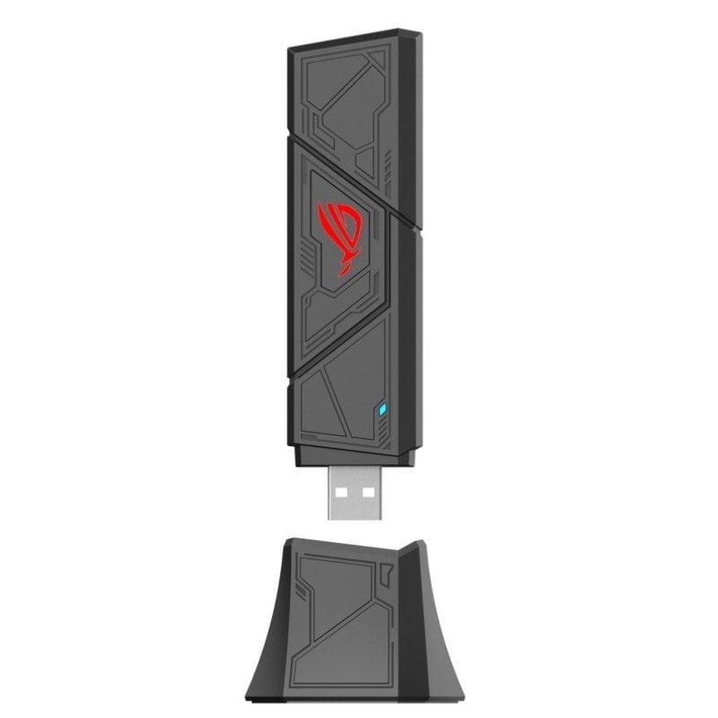 Detalle de Adaptador USB WiFi 7 Asus ROG USB-BE92 BE6500 Tribanda para PC