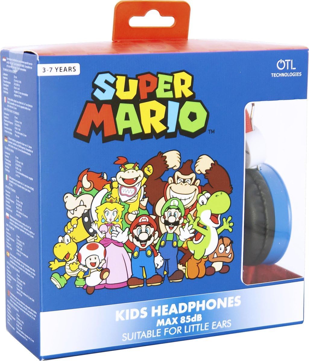 Detalle de OTL Technologies Super Mario Stereo Headset für Kinder – 85 dB Lautstärkebegrenzung, verstellbares Kopfband, blau (SM0666)