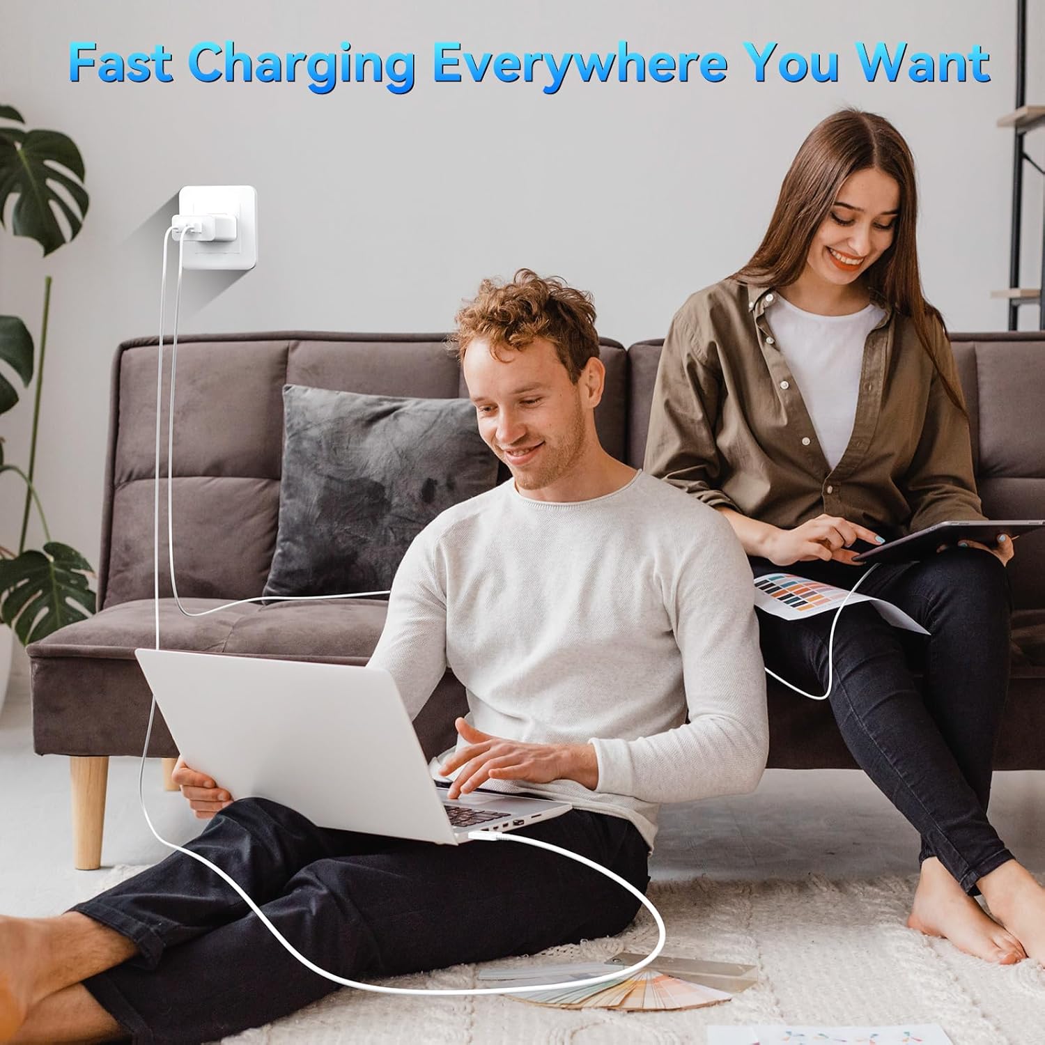Thumbnail 6 de Auorld 45W USB-C iPhone Fast Charger (Dual Port) with Long 10 ft USB-C Cable