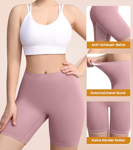Detalle 2 de Sellto 4er Pack Radlerhose Damen Kurz – Unterziehhose für Kleid, Unterwäsche und Sport