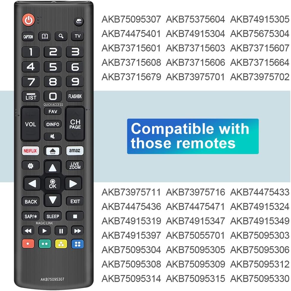 Detalle de Universal LG TV Remote Replacement AKB75095307 – All-in-One LG Smart TV Compatibility