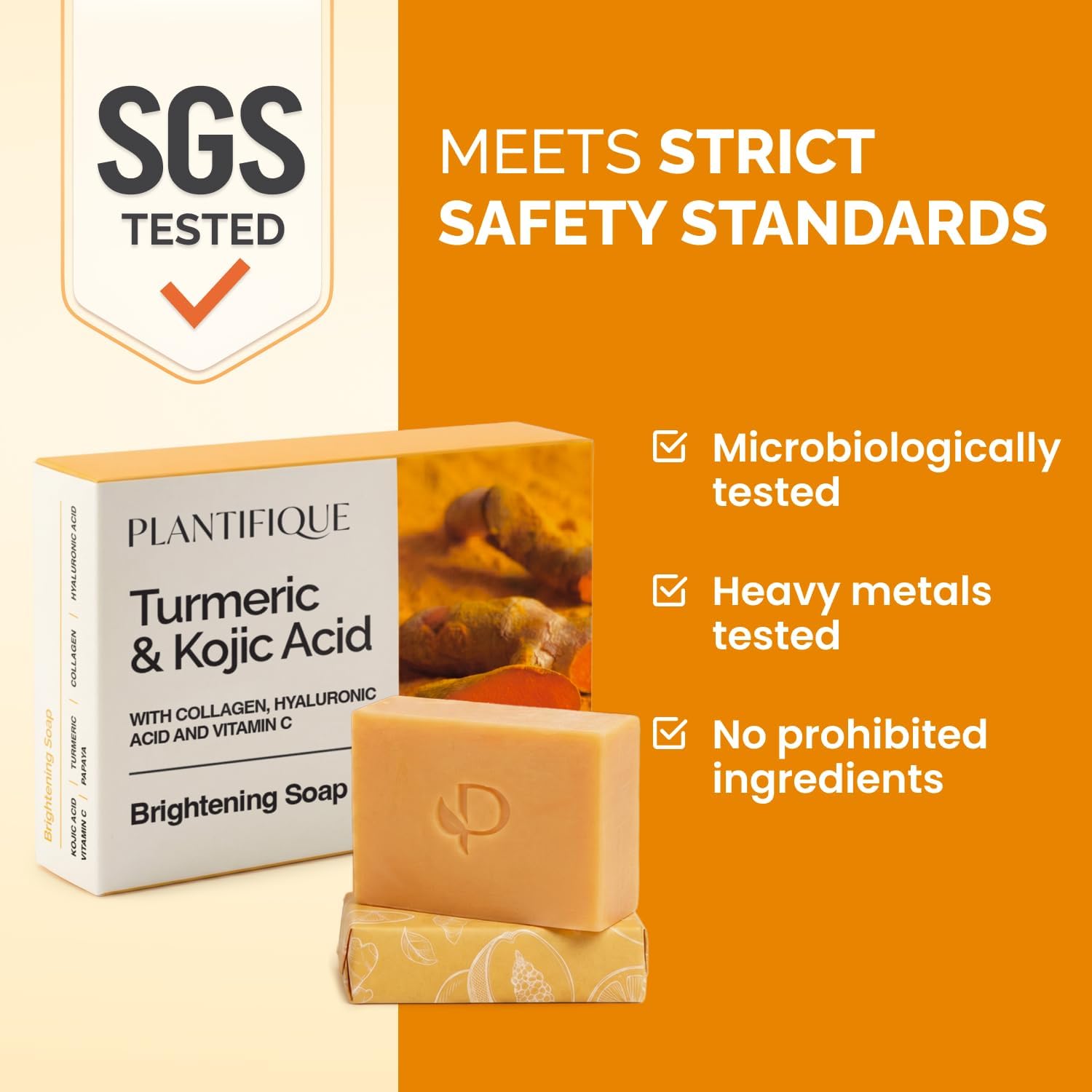Detalle 2 de PLANTIFIQUE Turmeric & Kojic Acid Soap – Lab Tested, 2 Bars for Dark Spots & Hyperpigmentation