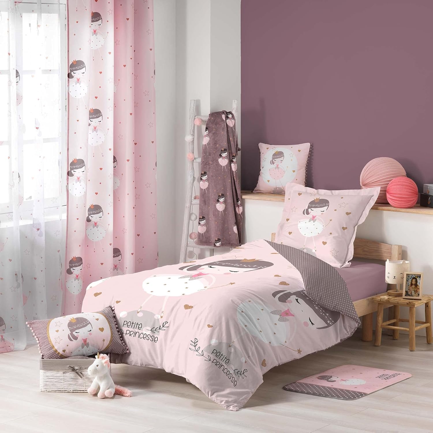 Thumbnail 2 de Douceur d'intérieur - Rideau à Oeillets 140 x 260 cm Polyester Imprimé Petite Princesse Rose