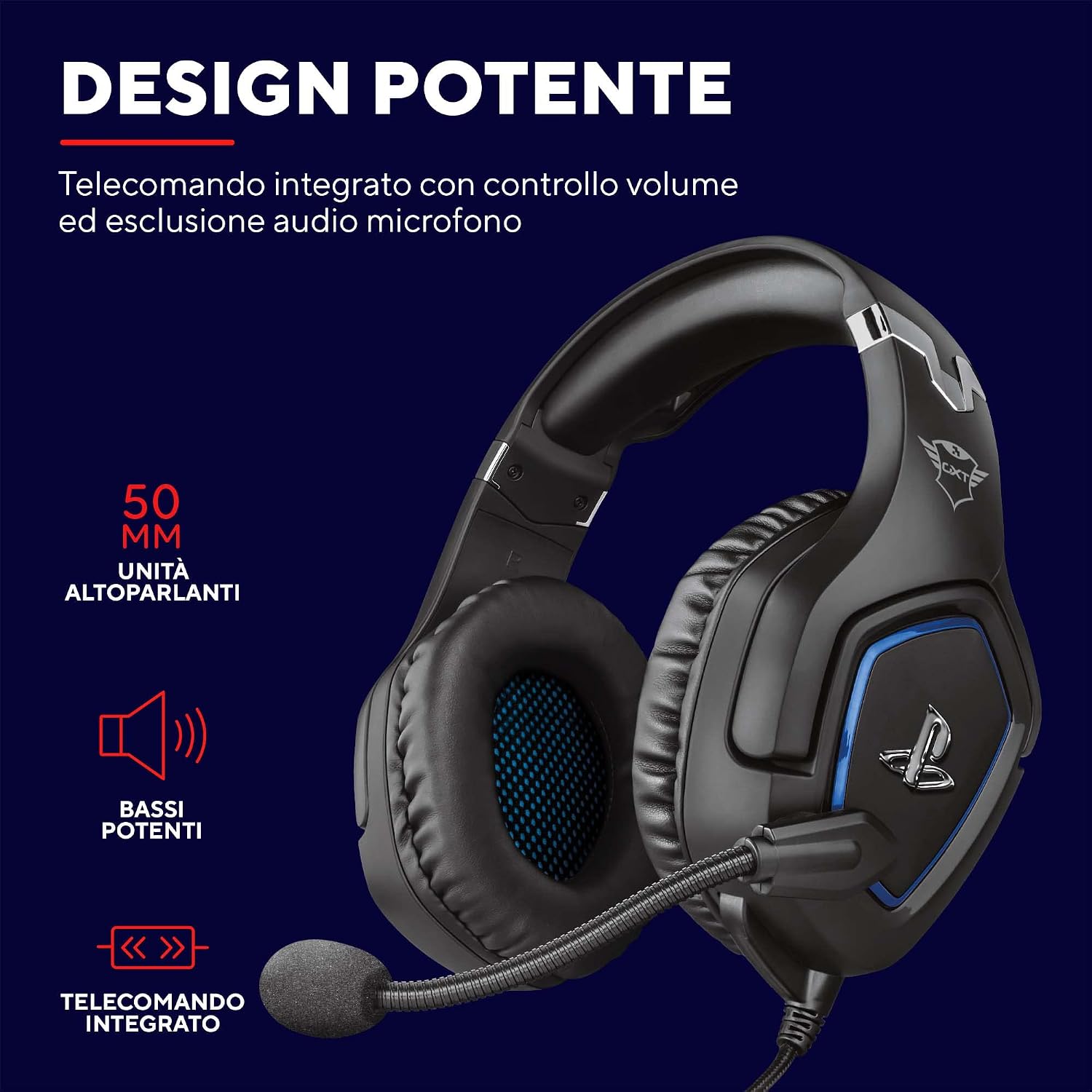 Detalle 2 de GXTrust Forze-B: Cuffie PS4 e PS5 con Licenza Ufficiale PlayStation – Nero