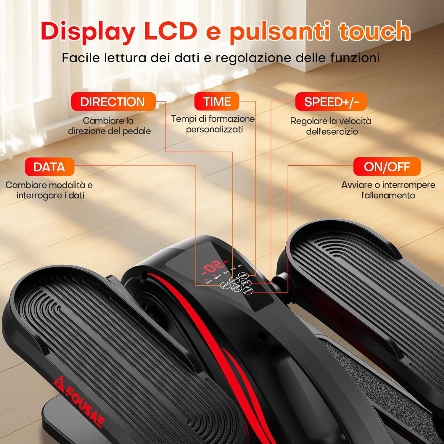 Thumbnail 6 de FOUSAE Ellittica elettrico 2-in-1 da scrivania, 15 velocità regolabili e telecomando