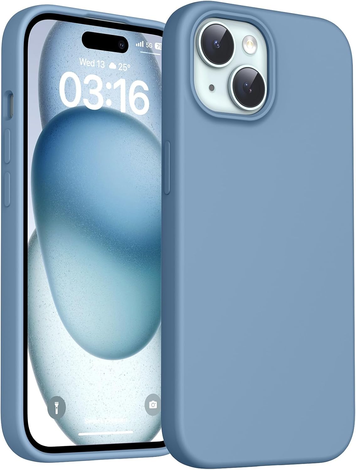 Detalle de TOCOL iPhone 15 silicone slim case — Winter Blue
