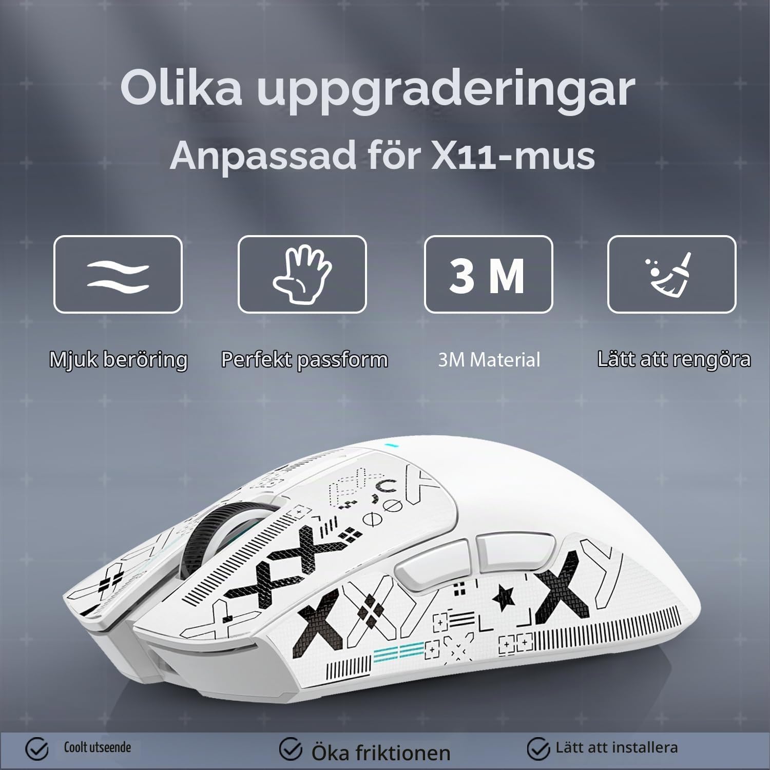 Thumbnail 4 de ATTACK SHARK X11 grepptejp till mus, halkskyddande och svettabsorberande