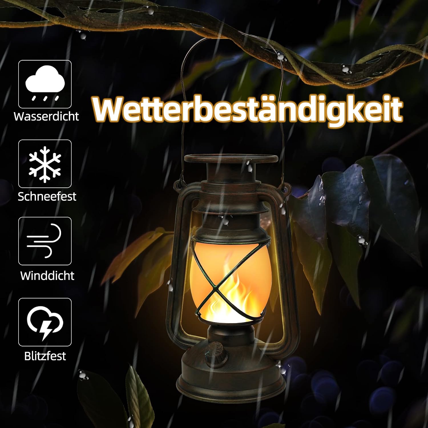 Detalle 2 de KINGLEAD Vintage Solar-Laterne – Laternen außen