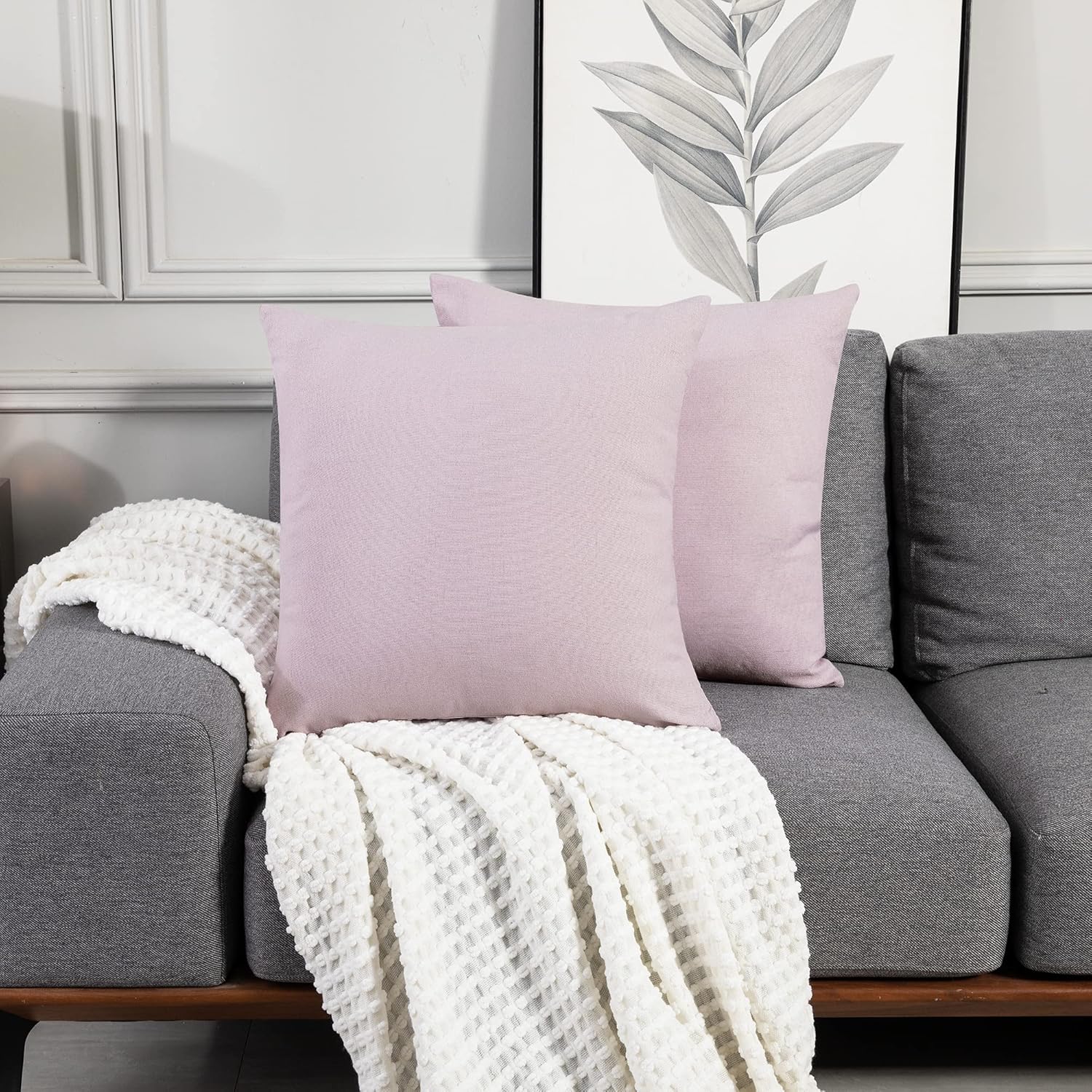 Thumbnail 6 de Deconovo lot de 2 housses de coussin rose pâle 65x65 cm (fermeture invisible)