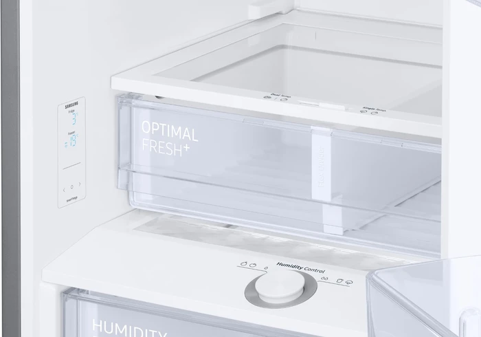 Detalle de Samsung RB34C605CS9/EF – freistehende Kühl-Gefrierkombination mit Flex-Zonen und Humidity Fresh