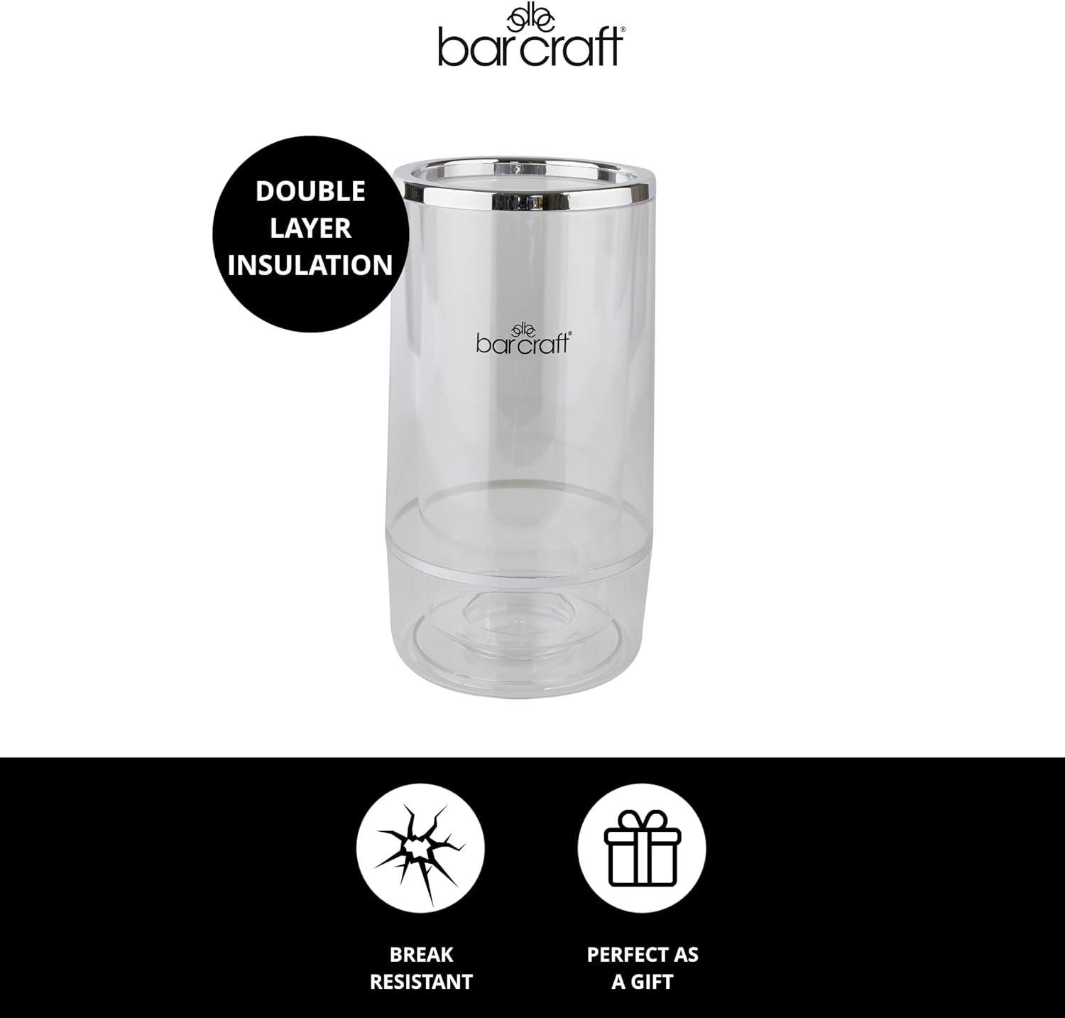 Thumbnail 1 de BarCraft Glacière à Vin isolée pour une bouteille – double paroi et détails chromés