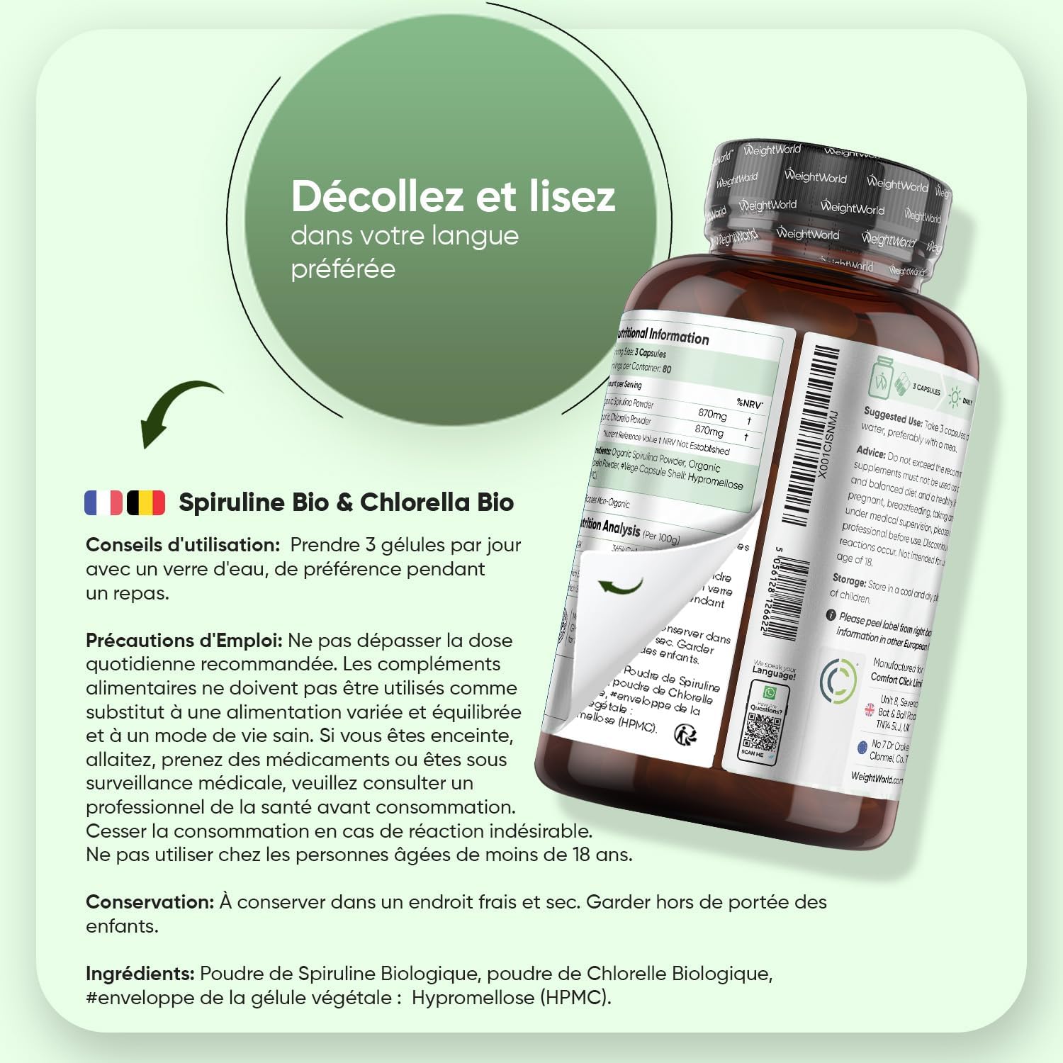 Detalle 2 de Spiruline Chlorella Bio 1740 mg 240 gélules