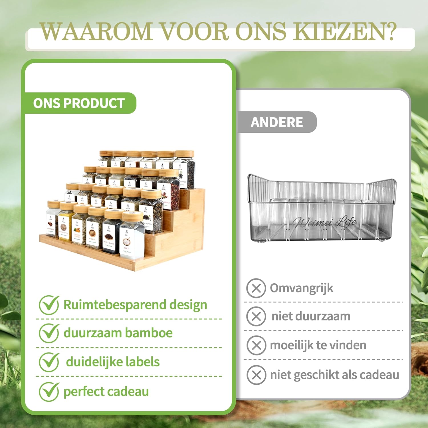Detalle 2 de SAEIV kruidenpotjesset met bamboe dienblad, 24 potjes van 120 ml