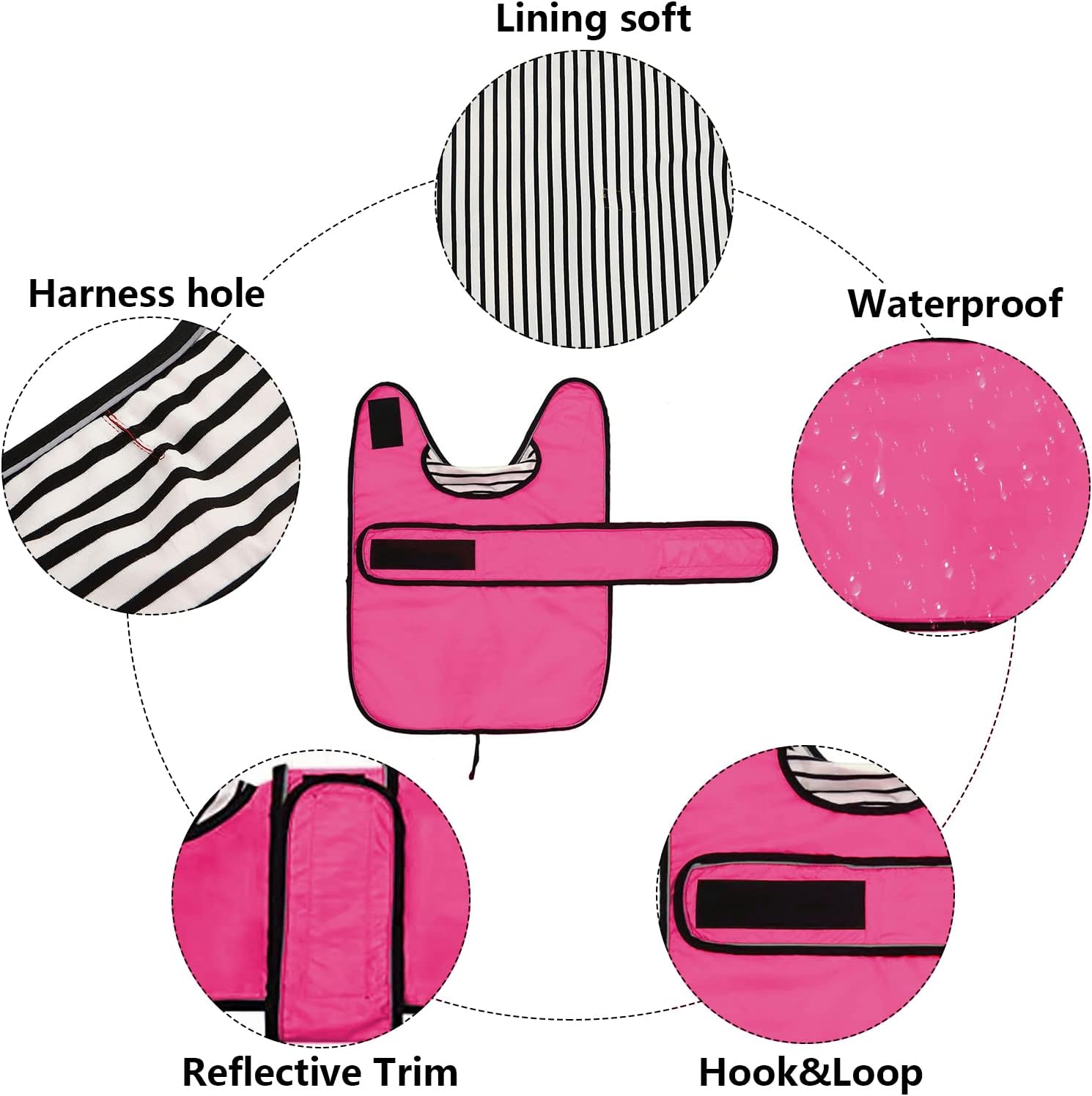 Thumbnail 2 de Morezi Dachshund coat for miniature dachshunds – pink waterproof rain coat with reflective stripe (XSmall)