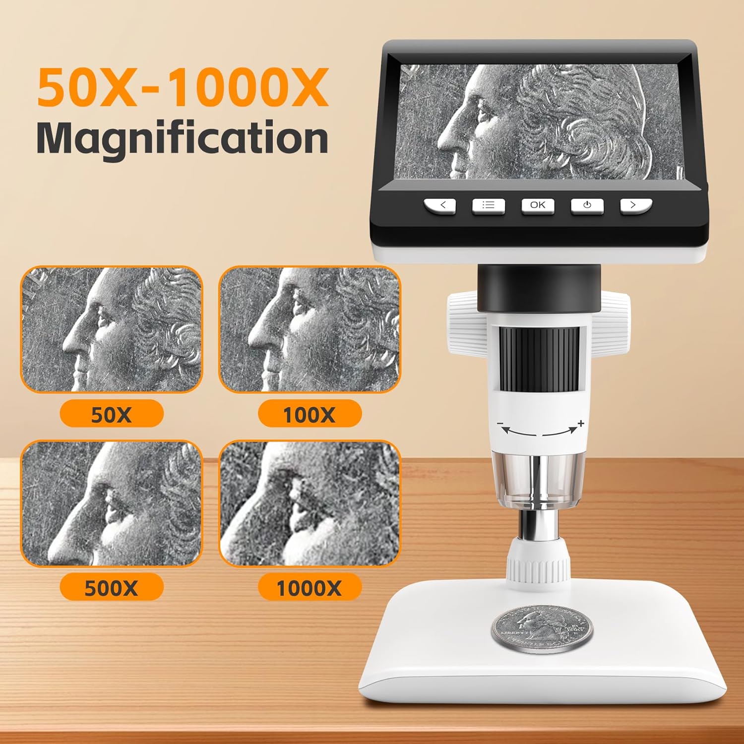 Detalle 2 de GlobalCrown Digital Microscope 50โ1000X ๐ฌ