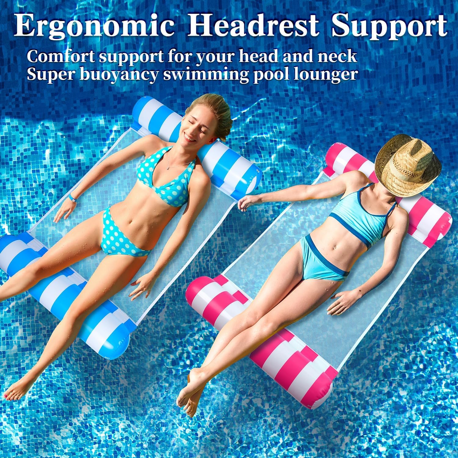 Detalle de 3/5/8 Pack Pool Hammock Upgraded Water Pool Floats 4-in-1: Hammock, Saddle, Lounge Chair, Drifter