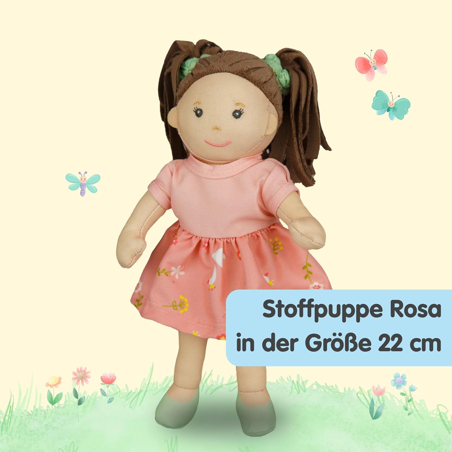 Thumbnail 2 de Heless 506 Stoffpuppe Mädchen Rosa, ca. 22 cm – zum An- und Ausziehen mit Kleid