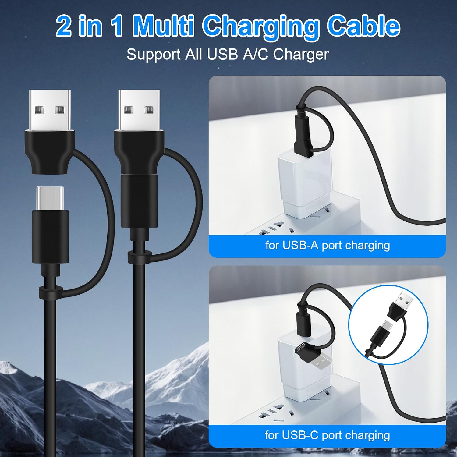 Detalle 2 de EGK 5FT Micro USB Cable: 2-in-1 USB-A/USB-C Charging & Data for Legacy Devices