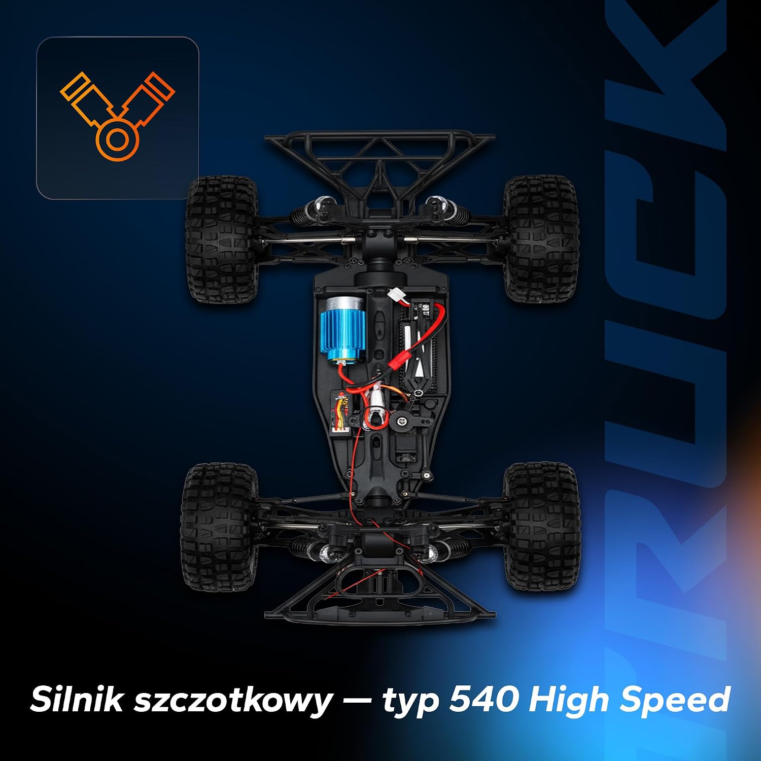 Detalle 2 de Overmax X-HOOLIGAN – samochód RC 1:10, napęd 4x4 i prędkość do 35 km/h